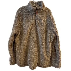Alpine Sherpa Fleece Pullover Jacket Brown XL‎ Quarter Zip